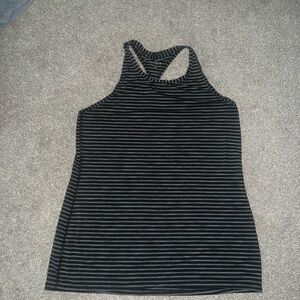 Athleta Black and Gray Striped Tank Top
